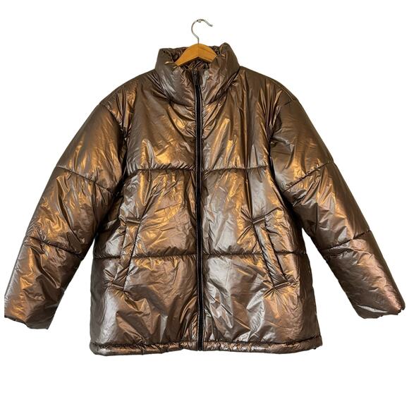 a new day Jackets & Blazers - A New Day Metallic Copper Puffer Coat Women’s Sz XL